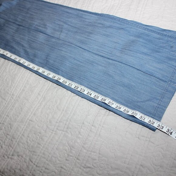 DO+BE Womens High Waisted Wide Leg Chambray Blue Lightweight Trouser Pant Size S - Picture 8 of 9